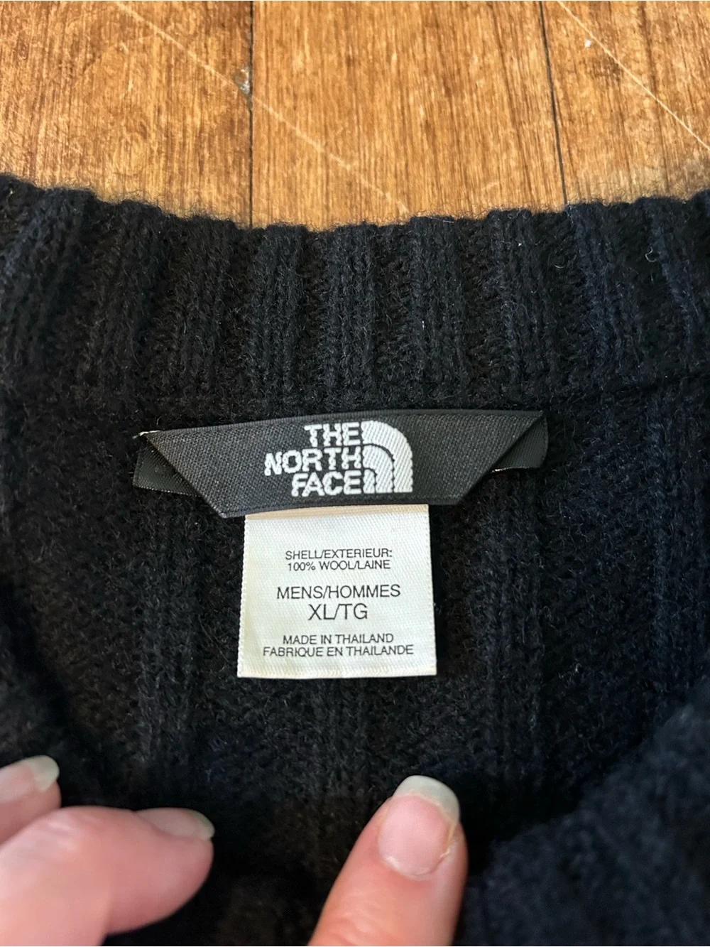 Vintage The North Face 100% Wool Ribbed Knit Sweater Men’s Size XL Black